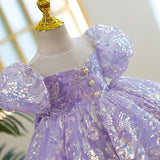 Kids Lilac Purple Sequinned Glitter Dress - Flower Girls Dress - Wedding Party - Birthday Party - Prom Pageant PhotoShoot - Lilas Closet