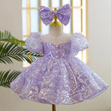 Kids Lilac Purple Sequinned Glitter Dress - Flower Girls Dress - Wedding Party - Birthday Party - Prom Pageant PhotoShoot - Lilas Closet