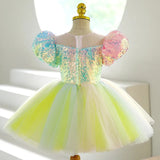 Kids Rainbow Sequinned Glitter Dress - Flower Girls Dress - Wedding Party Tutu - Birthday Party - Prom Pageant PhotoShoot - Special Occasion - Lilas Closet