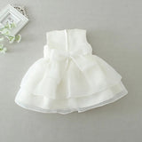 Baby Girls White Tulle Christening Dress - Wedding Party Dress - Flower Girls Dress - Baptism Dress - Kids Birthday Party Outfit