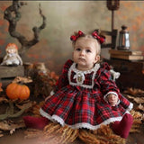 Baby Girls Red Gingham Christmas Dress - Kids Christmas Party Photo-Shoot - Lilas Closet