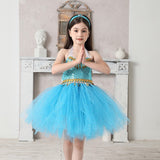 Girls Jasmine Tutu Dress - Princess Jasmine - Birthday Party Princess Dress - Handmade Princess Costume - Blue and Gold Tulle - Lilas Closet
