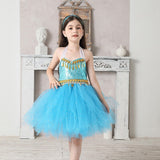 Girls Jasmine Tutu Dress - Princess Jasmine - Birthday Party Princess Dress - Handmade Princess Costume - Blue and Gold Tulle - Lilas Closet
