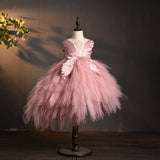 Girls Pink Swan Tulle Dress - Junior Flower Girls Dress - Pink Tutu Ball Gown - Kids Pageant Dress - Crystal Swan Dress Up - Birthday Party - Lilas Closet