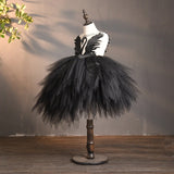 Girls Black Swan Tulle Dress - Junior Flower Girls Dress - Tutu Ball Gown - Kids Pageant Dress - Crystal Swan Dress Up - Birthday Party - Lilas Closet