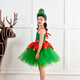 Kids Christmas Elf Tutu Dress with Headband - Santa's Helper Kids Dressing up Costume - Girls Xmas Christmas Party Tutu - Lilas Closet