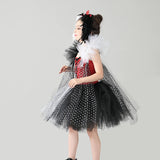 Girls Cruella de Vile Tutu Dress - Handmade Tutu Dress - Kids Halloween Costume - Dalmatian Tutu Dress - World Book Day + Feather Headband - Lilas Closet