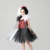 Girls Cruella de Vile Tutu Dress - Handmade Tutu Dress - Kids Halloween Costume - Dalmatian Tutu Dress - World Book Day + Feather Headband - Lilas Closet