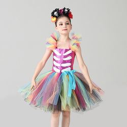 Kids Day of the Dead Skeleton Halloween Costume - Girls The Book of Life Tutu Dress - Birthday Party Outfit - Day of the Dead Dress Up - Lilas Closet