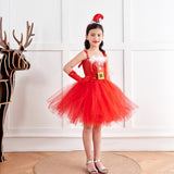 Deluxe Girls Santa Christmas Tutu Dress - Kids Mrs Claus Costume - Red & White Fur Christmas Costume - Xmas Party Dress with Headband + Acc - Lilas Closet