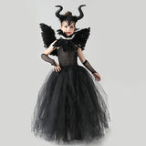 Kids Black Evil Maleficent Tutu - Gothic Halloween Costume - Girls Fancy Dress - Feather Queen Maleficent Gown - All Accessories Included - Tutu-Dresses.com