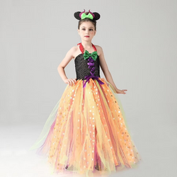 Girls Pumpkin Witch Halloween Costume - Wicked Witch Toddlers Pumpkin Tutu - Fancy Tutu Dress with Headband - Birthday Party Outfit - Tutu-Dresses.com