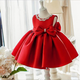 Kids Baby Christmas Red Pearl Dress - Flower Girls Dress - Wedding Party Tutu - Birthday Party - Lilas Closet