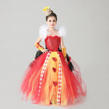 Girls Glitter queen of Hearts Tutu Dress - Handmade Tutu Dress - Glitter Sparkly Fairytale Wonderland Costume - Villain Halloween Tutu Dress - Tutu-Dresses.com