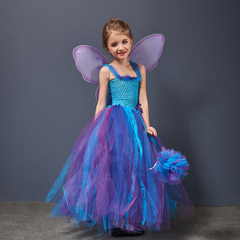 Kids Girl Halloween Fairy Costume Sequins Flower Fairy Girl Dress  Multi-layered Tulle Tutu Dress With Wings | Fruugo BH