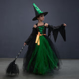 Deluxe Kids Green Witch Tutu - Girls Halloween Costume - Kids Fancy Dress - Birthday Party Dress + All Accessories Included - Lilas Closet