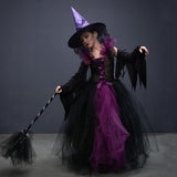 Deluxe Kids Purple Witch Tutu - Girls Halloween Costume - Kids Fancy Dress - Birthday Party Dress + All Accessories Included - Lilas Closet