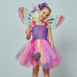 Girls Purple Fairy Tutu Dress - Kids Princess Party Dress - Butterfly Costume - Fairy Butterly Birthday Party Tutu - Accessories Included - Tutu-Dresses.com
