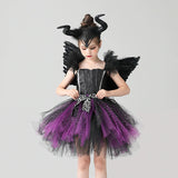 Girls Maleficent Tutu Dress + Headband & Horns - Evil Witch Queen Costume - Birthday, Party, Photo Shoot - All Accessories Included - Lilas Closet