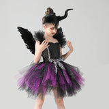 Girls Maleficent Tutu Dress + Headband & Horns - Evil Witch Queen Costume - Birthday, Party, Photo Shoot - All Accessories Included - Lilas Closet