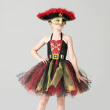 Girls Deluxe Pirate Tutu Dress - Kids Pirate Costume - Black, Red & Gold Glitter Tulle - Masquerade Halloween Costume - Birthday Party - Lilas Closet