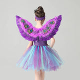 Girls Peacock Angel Tutu Dress - Purple Flower Feathers Dress - Kids Tulle Princess Peacock Costume - Birthday Party Fancy Dress Gown - Lilas Closet