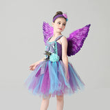 Girls Peacock Angel Tutu Dress - Purple Flower Feathers Dress - Kids Tulle Princess Peacock Costume - Birthday Party Fancy Dress Gown - Lilas Closet