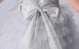 Kids Grey Lace & Tulle Dress - Flower Girl Dress - Wedding Party - Birthday Party - Photo Shoot - Special Occasion Tulle - Formal Dress - Lilas Closet