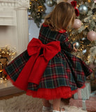 Baby Girls Red & Green Gingham Christmas Dress - Kids Christmas Party Photo-Shoot - Lilas Closet