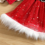 Baby Girls Red Gingham & White Fur Christmas Dress - Kids Christmas Party Photo-Shoot - Lilas Closet