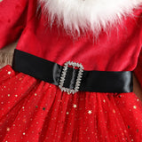 Baby Girls Red Gingham & White Fur Christmas Dress - Kids Christmas Party Photo-Shoot - Lilas Closet