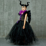 Girls Maleficent Tutu Dress + Headband & Horns - Evil Witch Queen Costume - All Accessories Included - Tutu-Dresses.com