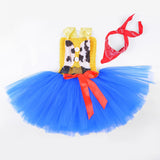 Toy Woody Cowboy Cowgirl Girls Tutu Dress with Hat Scarf Set Outfit Fancy Tulle Girl Birthday Party Dress Kids Halloween Costume - Tutu-Dresses.com