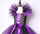 Purple Black Girls Witch Tutu Dress with Hat Kids Halloween Cosplay Witch Costume Clothes Tulle Fancy Girls Carnival Party Dress - Tutu-Dresses.com