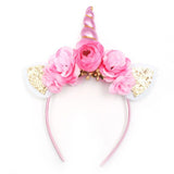 Ladies & Girls Unicorn Inspired Headband - Flowers and Horn Birthday Party Accessories - Tutu-Dresses.com