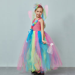 Girls Rainbow Butterfly Tutu Dress with Wings and Headband -  Fairy Princess Costume - Tutu-Dresses.com