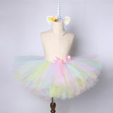Pink, Yellow & Aqua Unicorn Tutu Skirt with Headband - Ballet Dance Tutu Birthday Party Outfit - Tutu-Dresses.com