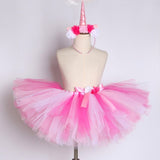 Girls Pink & White Unicorn Inspired Tutu Skirt and Unicorn Horn Headband - Tutu-Dresses.com