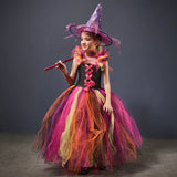 Girls Rainbow Evil Witch Halloween Costume - Glitter Witch Tutu Dress - Kids Black Witch Carnival Dress + All Accessories Included - Tutu-Dresses.com