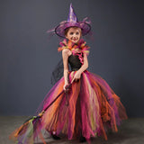 Girls Rainbow Evil Witch Halloween Costume - Glitter Witch Tutu Dress - Kids Black Witch Carnival Dress + All Accessories Included - Tutu-Dresses.com
