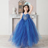 Girls Anna Frozen Snow Queen Sparkly Tutu Dress - Snowflake Cape Blue Princess Costume - Kids Birthday Party, Photoshoot, Fancy Dress - Lilas Closet