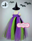 Witch Inspired Tutu Dress. Witch Fancy Dress. Witch Costume. Witch Hat. Party Dress. Handmade Halloween Costume + Hat Included - Tutu-Dresses.com