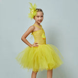 Kids Yellow Chicken Feather Tutu Dress - Girls Feather Tutu Dress with Hair Clip - Chicken Costume - Halloween Costume - Kids Bird Party - Lilas Closet