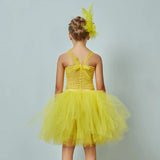 Kids Yellow Chicken Feather Tutu Dress - Girls Feather Tutu Dress with Hair Clip - Chicken Costume - Halloween Costume - Kids Bird Party - Lilas Closet