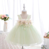 Kids Pastel Green & Yellow Tulle Dress - Flower Girls Dress - Wedding Party Tutu - Birthday Party Outfit - Photo Shoot Princess Dress - Lilas Closet